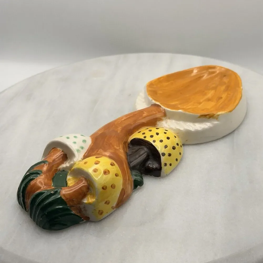 Vintage 1974 Arnel's Mushroom Ceramic Spoon Rest Wall Decor Hand Painted 8.5